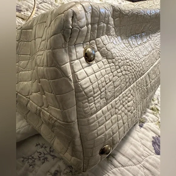 JIMMY CHOO Authentic Ivory Rhea Leather Croc Luxe Handbag - Picture 13 of 16